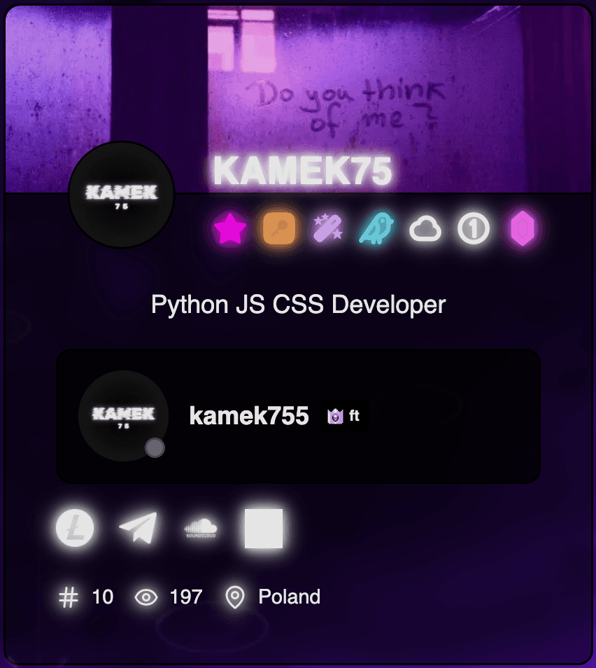 kamek75's profile card preview